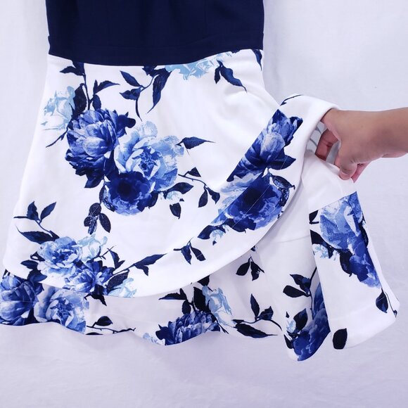 Speechless Navy Blue N White Floral Layered Formal Party Preppy Dress Size XL - Picture 8 of 15